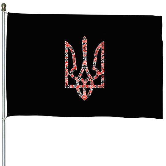 Ukraine trident Tryzub in red and black colors House Flags