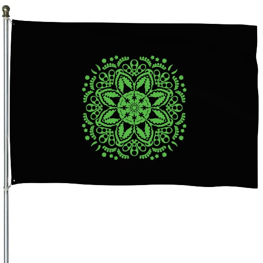 Green floral lace pattern House Flags