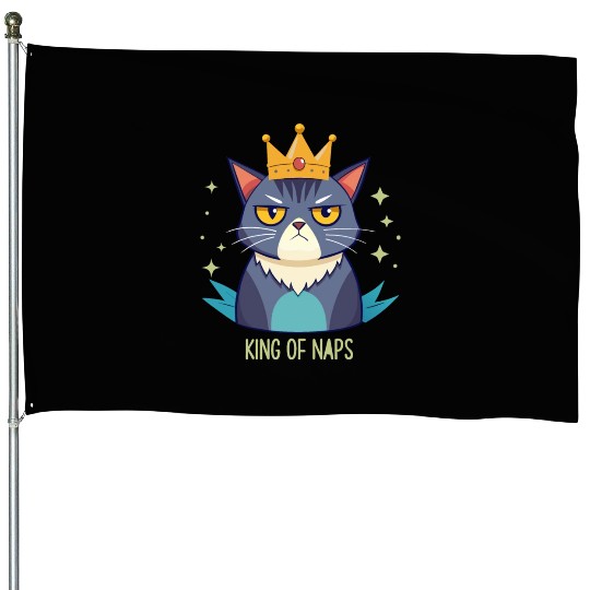 Grumpy King of Naps Cat House Flags