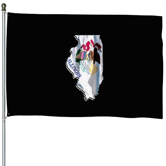 Illinois State Flag in Illinois State Map House Flags