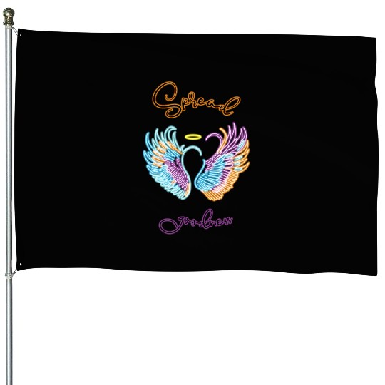 Neon angel wings with helo House Flags