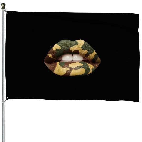 Camo Lips House Flags