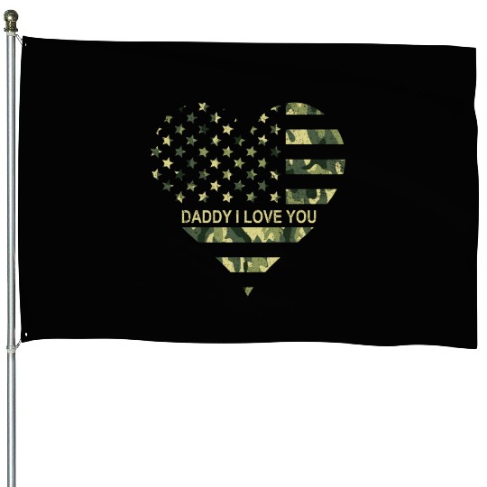 I Love Daddy American Flag Heart Gift Fathers Day House Flags