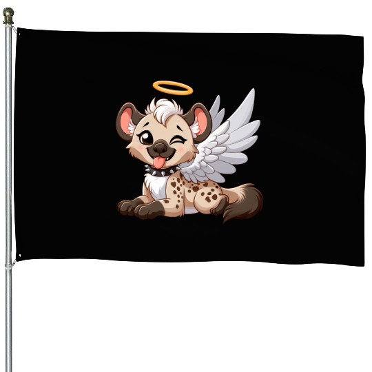 Hyena angel wings halo fantasy House Flags