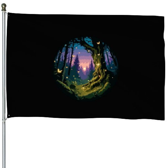Enchanted Forest: Mystical Twilight House Flags