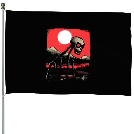 Japan Red Sun Horror: Skull Creature House Flags