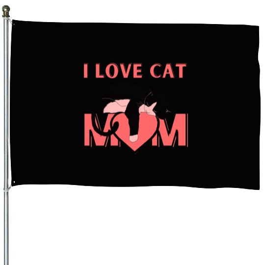 I Love Cat Mom Cats Lover House Flags