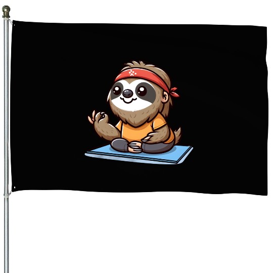 sloth and yoga, yoga and sloth House Flags