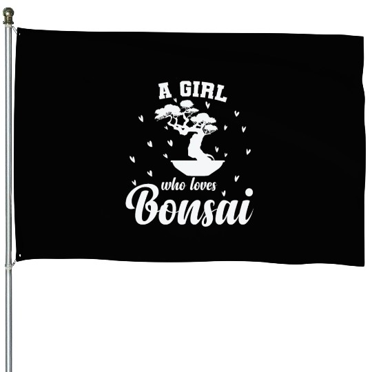 A Girl Who Loves Bonsai Art House Flags