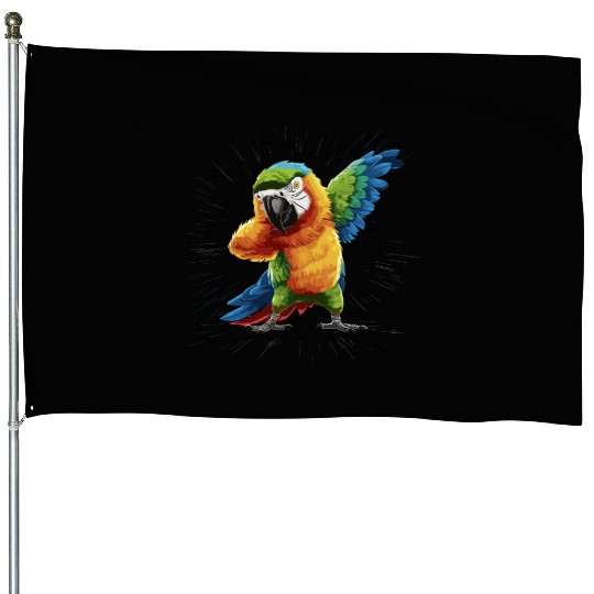 Macaw Parrot for a Bird Lover Animal Lover House Flags