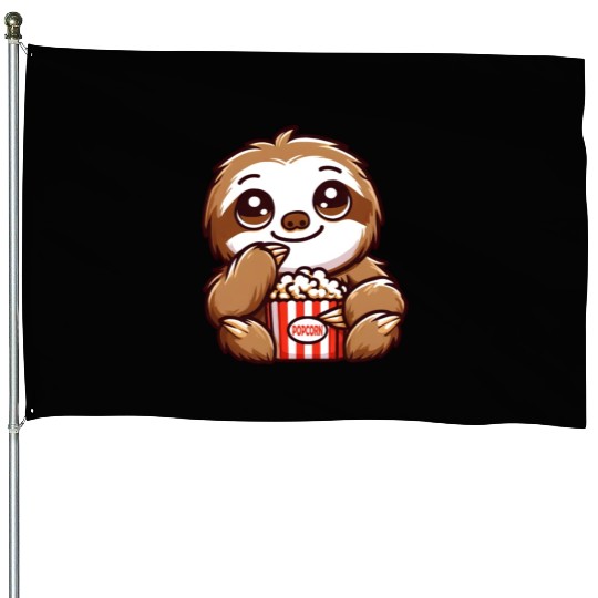 Sloth Film Critic Cinema Popcorn Lover House Flags