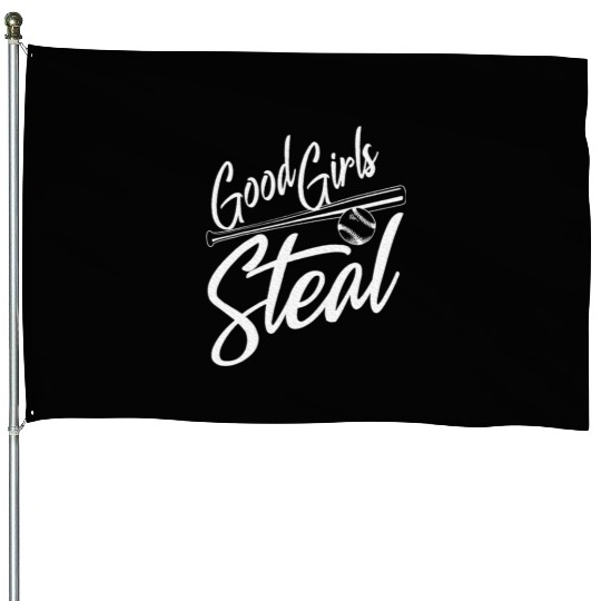 Softball Art Good Girls Steal Baseball Pitcher House Flags