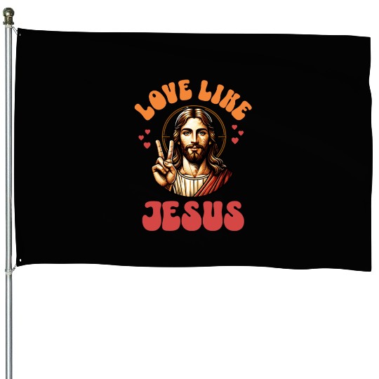 Love Like Jesus Retro 70s Style House Flags