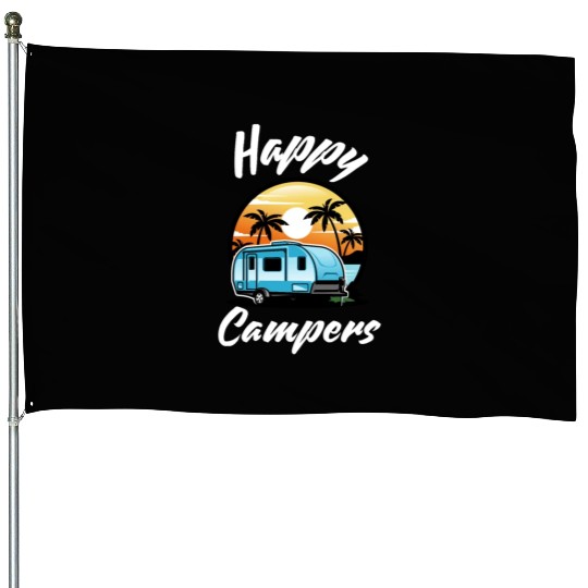 Funny Camping Hiking Lover Present Happy Camper House Flags