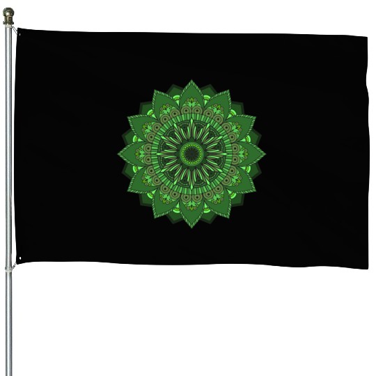 Mandala for Heart Chakra Zunaria Pattern House Flags