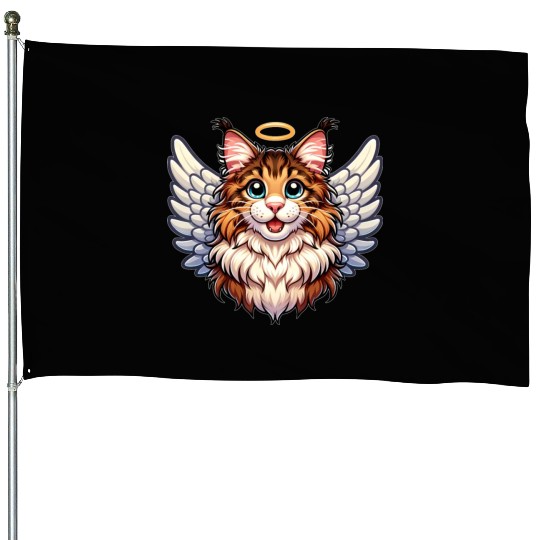 Maine Angel Cat with Wings House Flags