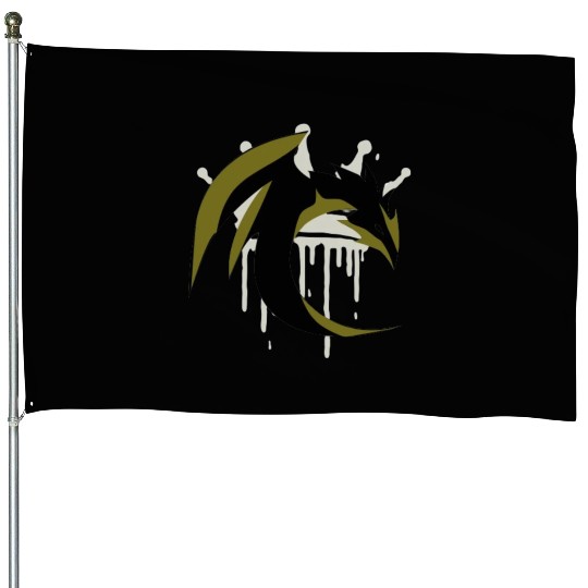 Crowned Dragon Silhouette House Flags