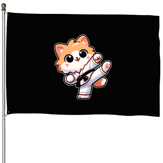 Karate Taekwondo Funny Cat Jiu Jitsu Women Girls House Flags