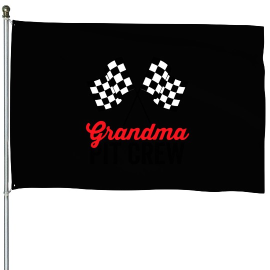Grandma Pit Crew for Racing Party Costume Team House Flags
