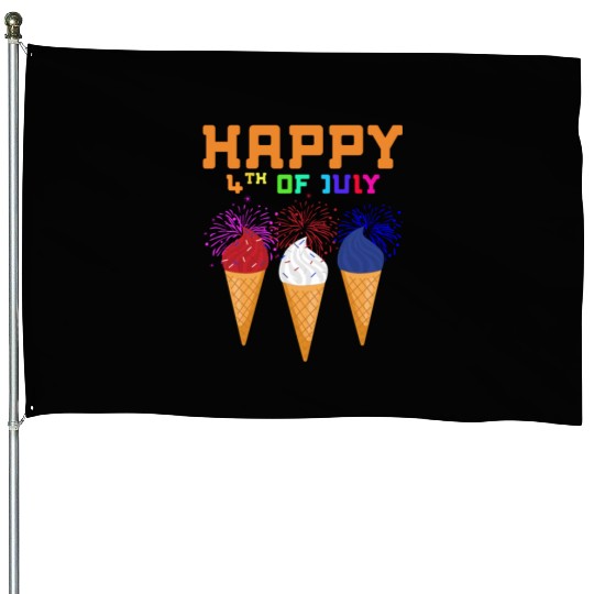 Celebrate Independence Day with Fireworks Ice Crea House Flags