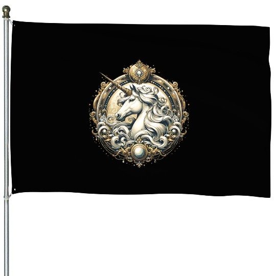 majestic unicorn artfully decorated House Flags