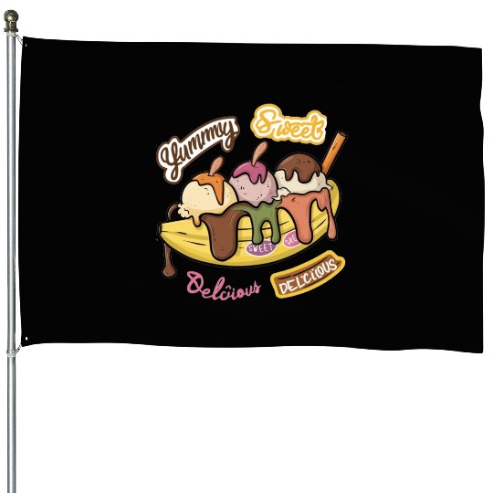 banana split-Delicious sweet House Flags