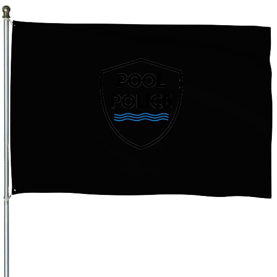 Pool Police Lifeguard Swimming Funny House Flags