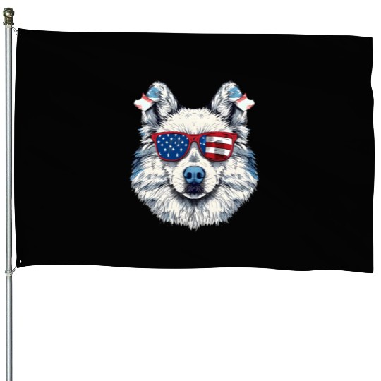 Eskimo dog. 4th July. American independence day House Flags