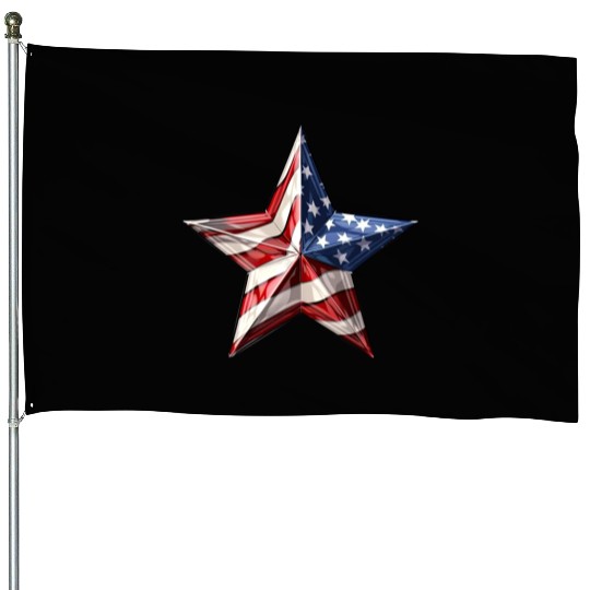 4th Of July, star House Flags