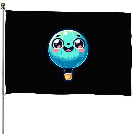 Happy Hot Air Balloon House Flags