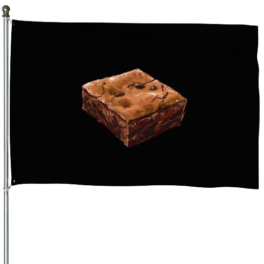 Decadent Chocolate Brownie Illustration House Flags
