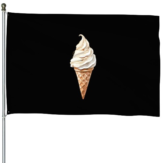 Swirled Vanilla Ice Cream Cone Delight House Flags