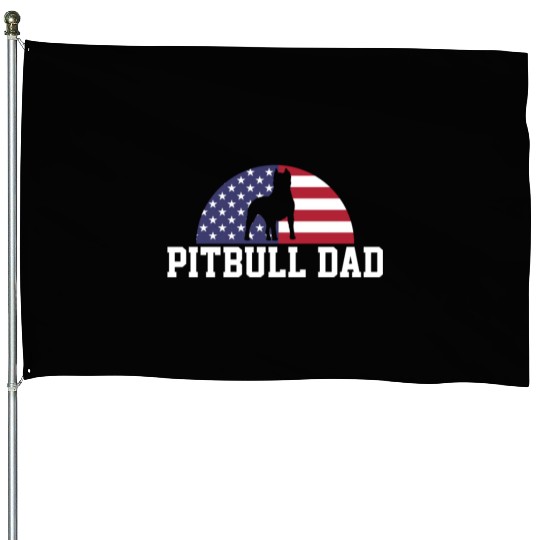 Pitbull Dad Embracing USA Flag Merica Pride Art House Flags