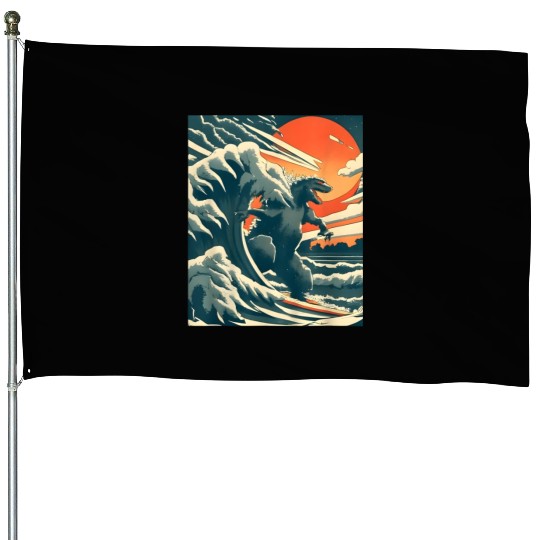 Japanese Monster Kaiju Funny Art House Flags