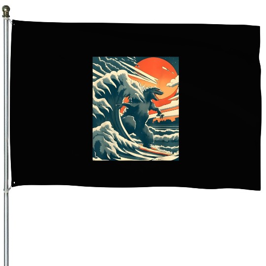 Japanese Monster Kaiju Funny Art House Flags