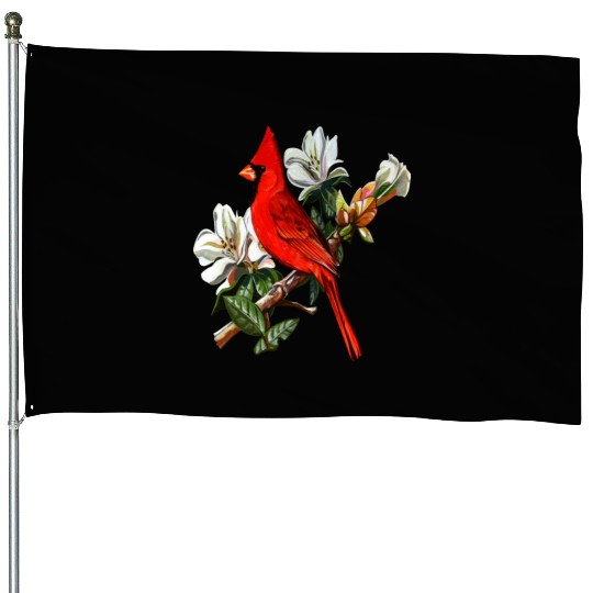Northern Red Cardinal On A Branch House Flags