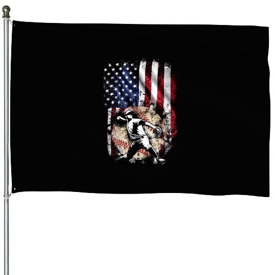 Patriotic American Flag Baseball Pitcher House Flags