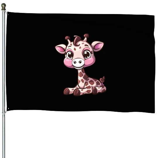Adorable Baby Giraffe Character For You House Flags