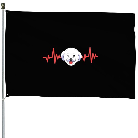 Dog Face Dog Heartbeat Bichon Frise Lovers House Flags