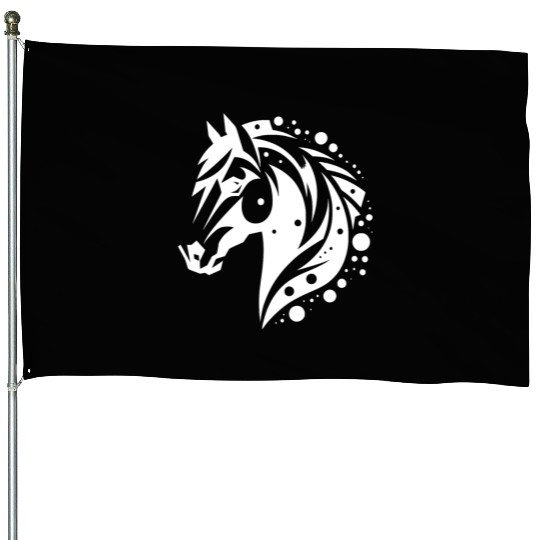 Horse Head Vintage Tribal Portrait Pony Tattoo House Flags