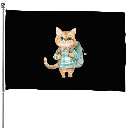Watercolor Cute School Animals, Back to School House Flags