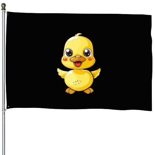 Adorable Yellow Duckling Spread Your Wings House Flags