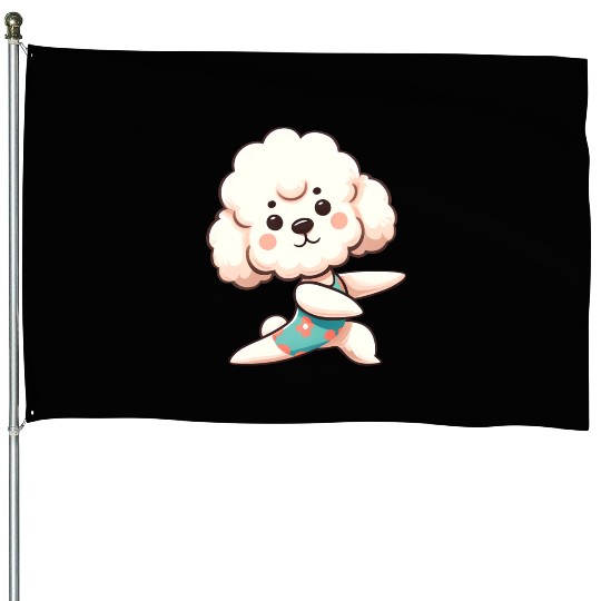 Poodle yoga workout fitness sporty dog House Flags