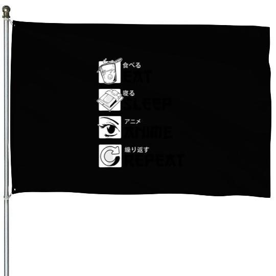Eat Sleep Anime Repeat Anime Lovers Gifts for Men House Flags