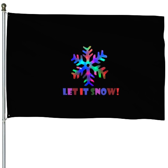 Let it Snow! (Colorful Snowflake Design) House Flags