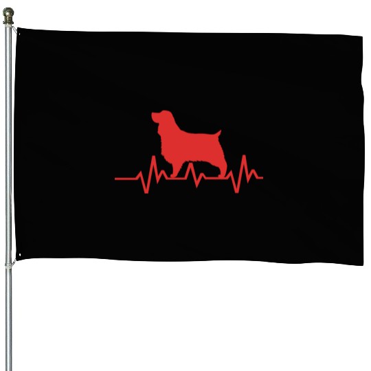 Dog Lover Heartbeat Springer Spaniel Dog House Flags