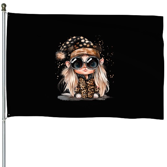 Leopard Print Gnome Clipart Images, Girly House Flags