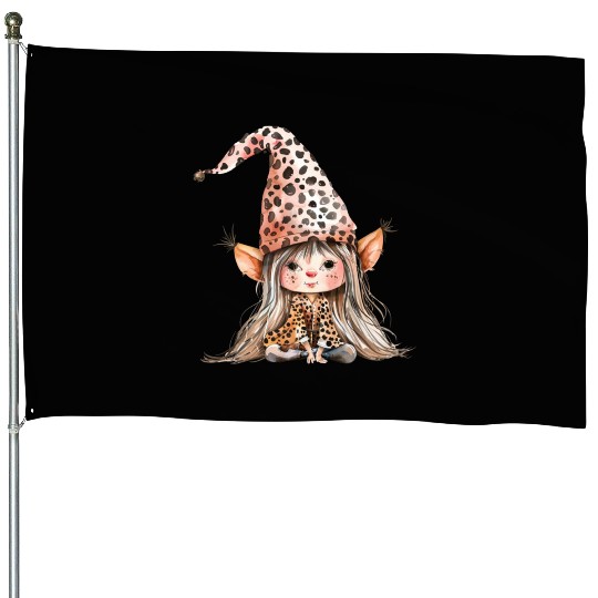 Leopard Print Gnome Clipart Images, Girly House Flags