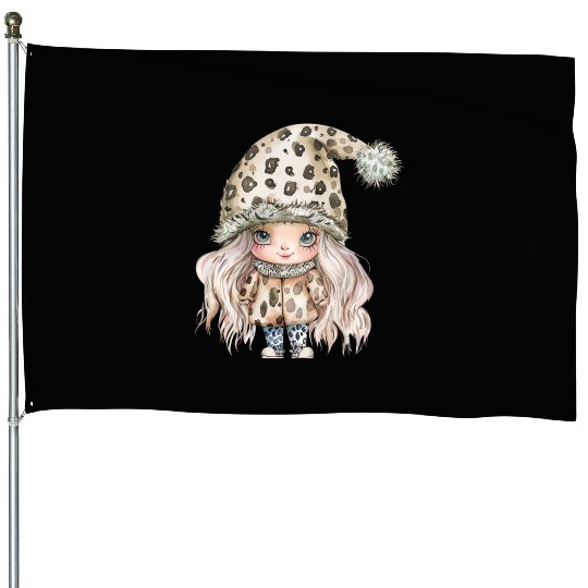 Leopard Print Gnome Clipart Images, Girly House Flags