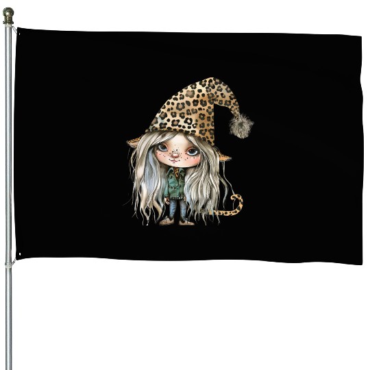 Leopard Print Gnome Clipart Images, Girly House Flags